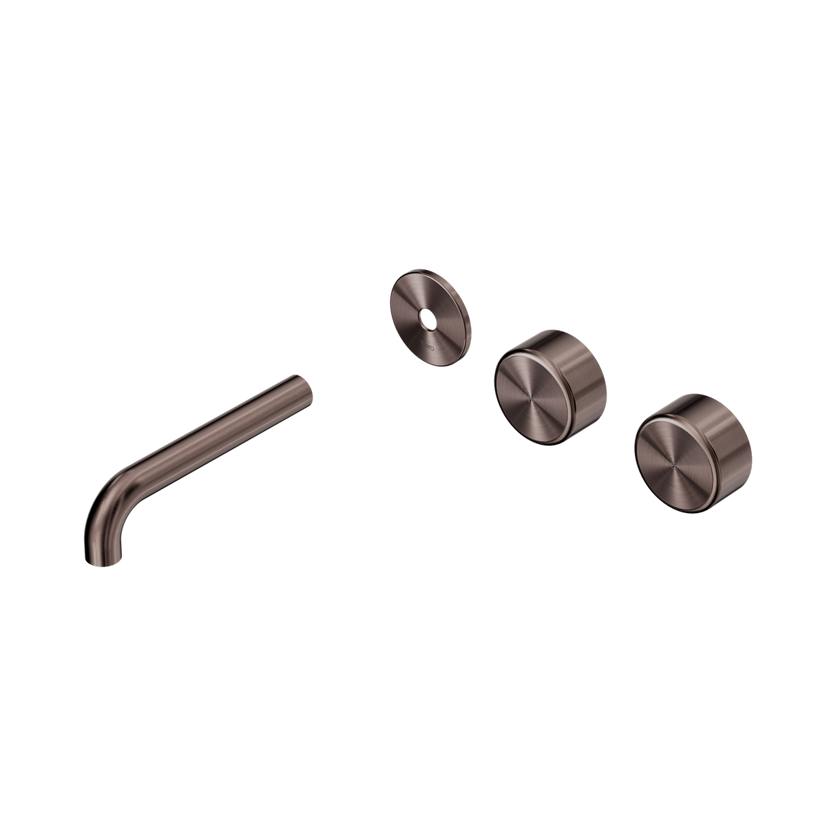 An image of Nero Tapware's Serenity Wall Basin Set 160mm Offset Spout With Metal Handle Trim Kit Only Brushed Bronze