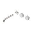 An image of Nero Tapware's Serenity Wall Basin Set 185mm Offset Spout With Carrara Handle Trim Kit Only Brushed Nickel