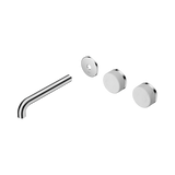 An image of Nero Tapware's Serenity Wall Basin Set 185mm Offset Spout With Carrara Handle Trim Kit Only Chrome