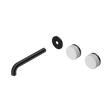 An image of Nero Tapware's Serenity Wall Basin Set 185mm Offset Spout With Carrara Handle Trim Kit Only Matt Black