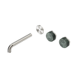 An image of Nero Tapware's Serenity Wall Basin Set 185mm Offset Spout With Verde Alpi Handle Trim Kit Only Brushed Nickel
