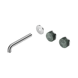 An image of Nero Tapware's Serenity Wall Basin Set 185mm Offset Spout With Verde Alpi Handle Trim Kit Only Chrome