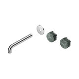 An image of Nero Tapware's Serenity Wall Basin Set 185mm Offset Spout With Verde Alpi Handle Trim Kit Only Chrome