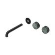 An image of Nero Tapware's Serenity Wall Basin Set 185mm Offset Spout With Verde Alpi Handle Trim Kit Only Matt Black