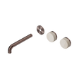 An image of Nero Tapware's Serenity Wall Basin Set 185mm Offset Spout With Rome Travertine Handle Trim Kit Only Brushed Bronze