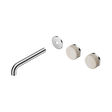 An image of Nero Tapware's Serenity Wall Basin Set 185mm Offset Spout With Rome Travertine Handle Trim Kit Only Chrome