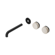 An image of Nero Tapware's Serenity Wall Basin Set 185mm Offset Spout With Rome Travertine Handle Trim Kit Only Matt Black