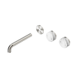 An image of Nero Tapware's Serenity Wall Basin Set 185mm Offset Spout With Arabescato Corchia Handle Trim Kit Only Brushed Nickel