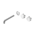 An image of Nero Tapware's Serenity Wall Basin Set 185mm Offset Spout With Arabescato Corchia Handle Trim Kit Only Chrome
