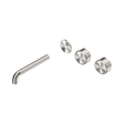 An image of Nero Tapware's Serenity Wall Basin Set 185mm Offset Spout With Metal Handle Trim Kit Only Brushed Nickel