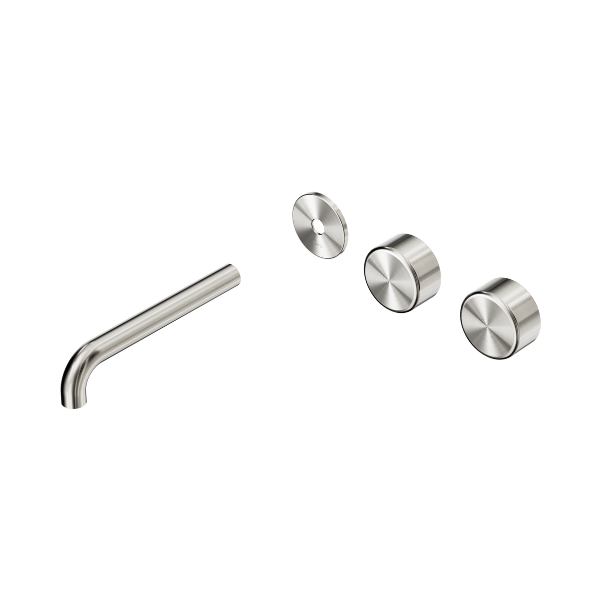 An image of Nero Tapware's Serenity Wall Basin Set 185mm Offset Spout With Metal Handle Trim Kit Only Brushed Nickel