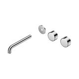 An image of Nero Tapware's Serenity Wall Basin Set 185mm Offset Spout With Metal Handle Trim Kit Only Chrome