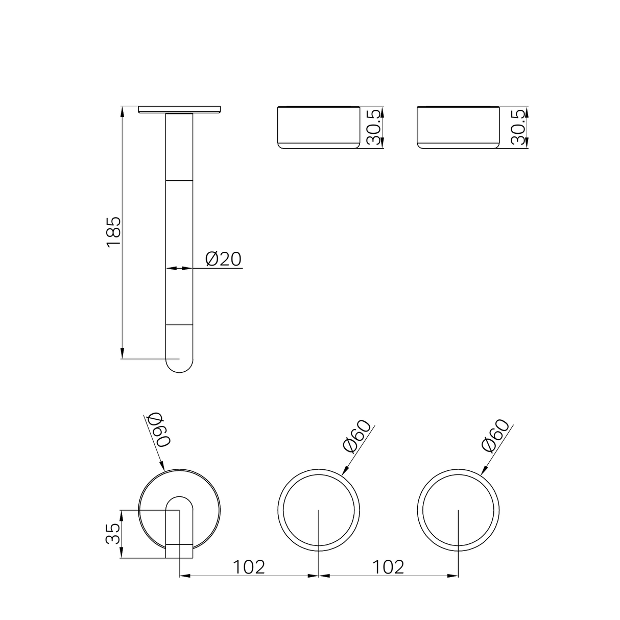 A line drawing of Nero Tapware's Serenity Wall Basin Set 185mm Offset Spout With Metal Handle Trim Kit Only Brushed Nickel