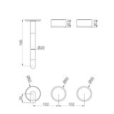 A line drawing of Nero Tapware's Serenity Wall Basin Set 185mm Offset Spout With Metal Handle Trim Kit Only Gun Metal