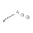 An image of Nero Tapware's Serenity Wall Basin Set 220mm Offset Spout With Carrara Handle Trim Kit Only Brushed Nickel