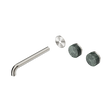 An image of Nero Tapware's Serenity Wall Basin Set 220mm Offset Spout With Verde Alpi Handle Trim Kit Only Brushed Nickel