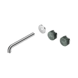 An image of Nero Tapware's Serenity Wall Basin Set 220mm Offset Spout With Verde Alpi Handle Trim Kit Only Chrome