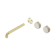 An image of Nero Tapware's Serenity Wall Basin Set 220mm Offset Spout With Rome Travertine Handle Trim Kit Only Brushed Gold