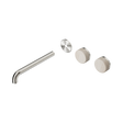 An image of Nero Tapware's Serenity Wall Basin Set 220mm Offset Spout With Rome Travertine Handle Trim Kit Only Brushed Nickel