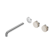 An image of Nero Tapware's Serenity Wall Basin Set 220mm Offset Spout With Rome Travertine Handle Trim Kit Only Chrome