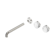 An image of Nero Tapware's Serenity Wall Basin Set 220mm Offset Spout With Arabescato Corchia Handle Trim Kit Only Brushed Nickel