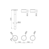 A line drawing of Nero Tapware's Serenity Wall Basin Set 220mm Offset Spout With Metal Handle Trim Kit Only Brushed Bronze