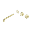 An image of Nero Tapware's Serenity Wall Basin Set 220mm Offset Spout With Metal Handle Trim Kit Only Brushed Gold