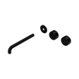 An image of Nero Tapware's Serenity Wall Basin Set 220mm Offset Spout With Metal Handle Trim Kit Only Matt Black