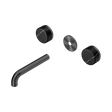 An image of Nero Tapware's Serenity Wall Basin Set 160mm Spout With Marquina Black Handle Trim Kit Only Gun Metal