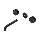 An image of Nero Tapware's Serenity Wall Basin Set 160mm Spout With Marquina Black Handle Trim Kit Only Matt Black