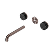 An image of Nero Tapware's Serenity Wall Basin Set 185mm Spout With Marquina Black Handle Trim Kit Only Brushed Bronze