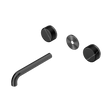 An image of Nero Tapware's Serenity Wall Basin Set 185mm Spout With Marquina Black Handle Trim Kit Only Gun Metal