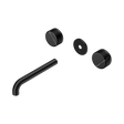 An image of Nero Tapware's Serenity Wall Basin Set 185mm Spout With Marquina Black Handle Trim Kit Only Matt Black