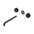 An image of Nero Tapware's Serenity Wall Basin Set 220mm Spout With Marquina Black Handle Trim Kit Only Gun Metal