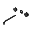 An image of Nero Tapware's Serenity Wall Basin Set 220mm Spout With Marquina Black Handle Trim Kit Only Matt Black
