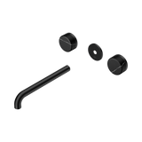 An image of Nero Tapware's Serenity Wall Basin Set 220mm Spout With Marquina Black Handle Trim Kit Only Matt Black