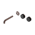 An image of Nero Tapware's Serenity Wall Basin Set 160mm Offset Spout With Marquina Black Handle Trim Kit Only Brushed Bronze