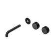 An image of Nero Tapware's Serenity Wall Basin Set 160mm Offset Spout With Marquina Black Handle Trim Kit Only Matt Black