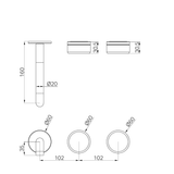 A line drawing of Nero Tapware's Serenity Wall Basin Set 160mm Offset Spout With Marquina Black Handle Trim Kit Only Matt Black