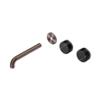 An image of Nero Tapware's Serenity Wall Basin Set 185mm Offset Spout With Marquina Black Handle Trim Kit Only Brushed Bronze