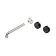 An image of Nero Tapware's Serenity Wall Basin Set 220mm Offset Spout With Marquina Black Handle Trim Kit Only Brushed Nickel