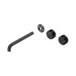 An image of Nero Tapware's Serenity Wall Basin Set 220mm Offset Spout With Marquina Black Handle Trim Kit Only Gun Metal
