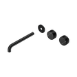 An image of Nero Tapware's Serenity Wall Basin Set 220mm Offset Spout With Marquina Black Handle Trim Kit Only Matt Black