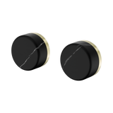 An image of Nero Tapware's Serenity Wall Top Assembly With Marquina Black Handle Brushed Gold