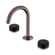 An image of Nero Tapware's Serenity Basin Set Arc Spout With Marquina Black Handle Brushed Bronze