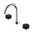 An image of Nero Tapware's Serenity Basin Set Arc Spout With Marquina Black Handle Chrome