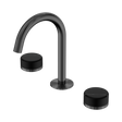 An image of Nero Tapware's Serenity Basin Set Arc Spout With Marquina Black Handle Gun Metal