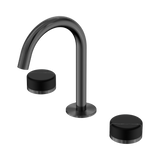 An image of Nero Tapware's Serenity Basin Set Arc Spout With Marquina Black Handle Gun Metal