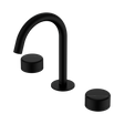 An image of Nero Tapware's Serenity Basin Set Arc Spout With Marquina Black Handle Matt Black