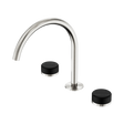 An image of Nero Tapware's Serenity Bath/Kitchen Set Arc Spout With Marquina Black Handle Brushed Nickel